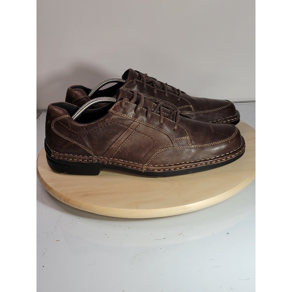 Rockport Men Eureka Brown Leather Lace up Casual Walking Shoe Oxfords Size 10